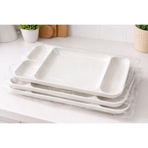3 sets Vintage Tupperware Divided Serving Tray White Party Platter Organizer USA